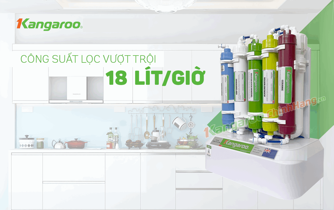 máy lọc nước kangaroo kgrp88 công suất lọc mạnh mẽ 18l/h